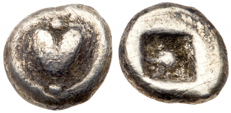Kyrenaica, Kyrene. Silver Obol (0.73 g), ca. 510-490 BC. Silphium fruit. Reverse...