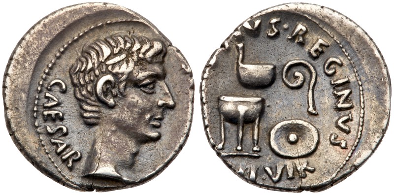Augustus. Silver Denarius (3.84 g), 27 BC-AD 14. Rome, 13 BC. C. Antistius Regin...