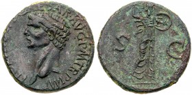 Claudius. &AElig; As (11.93 g), AD 41-54. Rome, AD 41/2. Bare head of Claudius left. Reverse: Minerva advancing right, brandishing spear and holding s...
