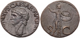 Claudius. &AElig; As (10.19 g), AD 41-54. Rome, AD 41/2. TI CLAVDIVS CAESAR AVG P M TR P IMP, bare head of Claudius left. Reverse: S C across field, M...