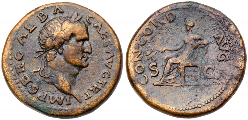 Galba. &AElig; Sestertius (26.96 g), AD 68-69. Rome. IMP SER GALBA CAES AVG TR P...
