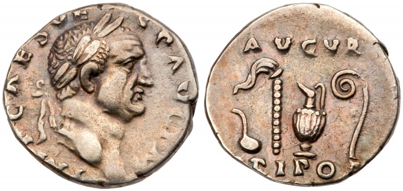 Vespasian. Silver Denarius (3.14 g), AD 69-79. Rome, AD 71. IMP CAES VE-SP AVG P...