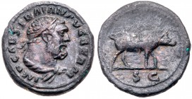 Trajan. &AElig; Quadrans (2.59 g), AD 98-117. Rome, ca. AD 98-102. Laureate bust of Hercules right, lion’s skin tied at neck. Reverse: Boar standing r...