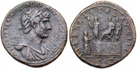 Hadrian. &AElig; Sestertius (25.48 g), AD 117-138. Rome, AD 119/20. Laureate and draped bust of Hadrian right. Reverse: LIBERTALITAS AVG III, emperor ...