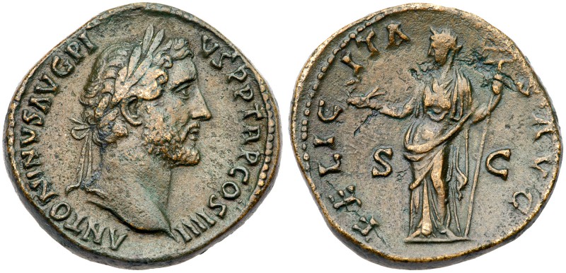 Antoninus Pius. &AElig; Sestertius (25.15 g), AD 138-161. Rome, AD 147. Laureate...