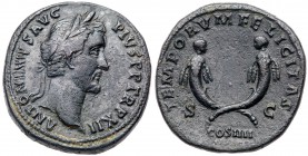 Antoninus Pius. &AElig; Sestertius (28.33 g), AD 138-161. Rome, AD 149. Laureate head of Antoninus Pius right. Reverse: Crossed cornucopiae from which...