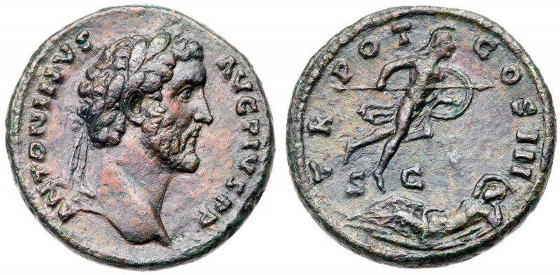 Antoninus Pius. &AElig; As (11.80 g), AD 138-161. Rome, AD 140-144. Laureate hea...