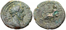 Marcus Aurelius. &AElig; As (12.93 g), AD 161-180. Rome, AD 175. Laureate, draped and cuirassed bust of Marcus Aurelius right. Reverse: Tiber reclinin...