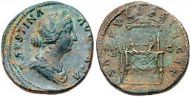 Faustina II. &AElig; Sestertius (23.92 g), Augusta, AD 147-175. Rome, under Marcus Aurelius, ca. AD 161-164. Draped bust of Faustina II right. Reverse...