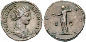 Lucilla. &AElig; Sestertius (26.00 g), Augusta, AD 164-182. Rome, under Marcus Aurelius and Lucius Verus, AD 163/4. Draped bust of Lucilla right. Reve...