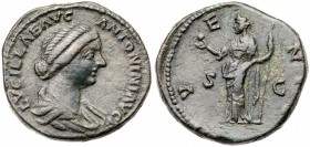 Lucilla. &AElig; Sestertius (20.67 g), Augusta, AD 164-182. Rome, under Marcus Aurelius and Lucius Verus, AD 161/2. Draped bust of Lucilla right. Reve...