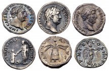 3-piece lot of Roman Silver Denarii. Includes a denarius of Trajan with Victory reverse; and two denarii of Hadrian, one with modius and grain-ears re...