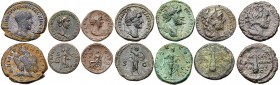 7-piece lot of Roman Billon and Bronze issues. Includes an as of Trajan ; a dupondius and an as of Antoninus Pius ; a sestertius of Diva Faustina I ; ...