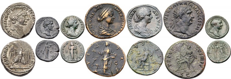 7-piece lot of Roman Silver and Bronze issues. Includes a tetradrachm of Trajan ...