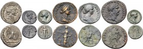 7-piece lot of Roman Silver and Bronze issues. Includes a tetradrachm of Trajan from Tyre in Phoenicia, the rest Imperial sestertii and one dupondius ...