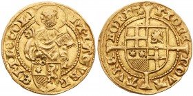 German States: Cologne. Goldgulden, ND. Fr-802. Hermann IV Von Hessen, 1480-1508. St. Peter. Reverse ; Arms on cross. NGC graded About Uncirculated De...