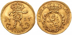 German States: Hesse-Cassel. Ducat, 1737. Fr-1301; KM-429. Friedrich I (King of Sweden), 1730-1751. Mintmaster LR (Ludwig Rollin, 1724-1744). Crowned ...