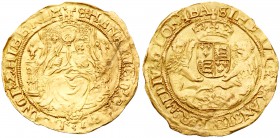 Great Britain. Half Sovereign, ND. S.2297; Fr-167. 6.08 grams. Henry VIII, 1509-1547. Third coinage (1544-1547). Mintmark, S, Southwark. Obverse, king...