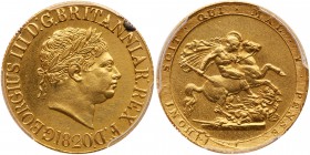 Great Britain. Sovereign, 1820. S.3785C; Fr-371; KM-674. George III. Obverse laureate bust of king by Pistrucci. Reverse; St George and dragon. Large ...