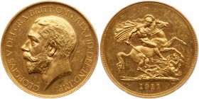 Great Britain. Proof Five Pounds, 1911. S.3994; Fr-402; KM-822. George V. Mintage 2,812 pieces struck. One year type coin made especially for the Coro...