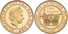 Great Britain. Two Pounds, 2004. S.4578; KM-1049b. Weight 0.4709 ounce. Mintage 1,500. Elizabeth II. Reverse ; First steam locomotive. Choice Brillian...