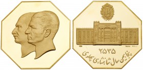 Iran. Gold Medal, MS2535 (1976). Weight 39.4 grams. 40 mm. Octagon. Stamped 900 fine. Mohammad Reza Pahlevi. Golden Jubilee of the National Bank of Ir...