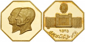 Iran. Gold Medal, MS2535 (1976). Weight 9.8 grams. 28 mm. Octagon. Stamped 900 fine. Mohammad Reza Pahlevi. Golden Jubilee of the National Bank of Ira...