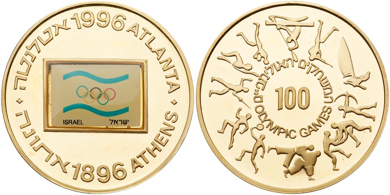 Israel. Atlanta Olympic Games (Flag in Color), State Gold Medal, 1996. 35 mm. 30...