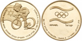 Israel. Sydney Olympic Games, State Gold Medal, 2000. 30 mm. 17 grams, 585 fine. Features koala on a bicycle in front of an Israeli flag. The Israeli ...