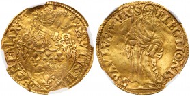 Italian States: Papal/Roman States. Scudo d'oro, ND. Fr-65; Berman-905. 3.1 grams. Paul III, 1534-1549. Papal arms. Reverse ; St. Paul standing with s...