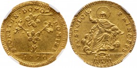 Italian States: Papal/Roman States. 30 Paoli (Doppia D'oro), 1790. Fr-246; KM-1049; Berman-2953. Pius VI, 1775-1799. Lily. Reverse ; St. Peter seated ...