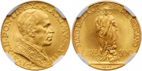 Italian States: Papal/Roman States. 100 Lire, 1941. Fr-286; KM-30.2; Pagani-707(R). Anno III. Pius XII. Bust right. Reverse ; Christ standing. Mintage...