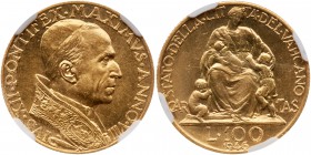 Italian States: Papal/Roman States. 100 Lire, 1946. Fr-287; KM-39; Pagani-712(R2). Anno VIII. Pius XII. Bust right. Reverse ; Charity seated with chil...