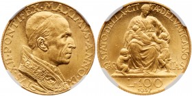 Italian States: Papal/Roman States. 100 Lire, 1947. Fr-287; KM-39; Pagani-713. Anno IX. Pius XII. Bust right. Reverse ; Charity seated with children a...