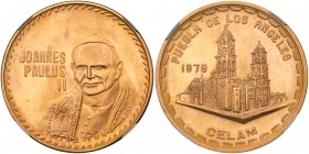 Mexico. Gold Medal, 1979. Weight 34.2 grams. Struck to commemorate the first visit of Pope John Paul II to Mexico- Puebla Los Angeles Conference betwe...