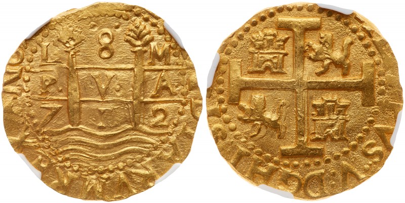 Peru. Cob 8 Escudos, 1712-M (Lima). Fr-7; KM-38.2. 26.91 grams. Philip V, 1700-1...