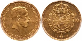 Sweden. 20 Kroner, 1925-W. Fr-96; KM-800. Gustav V. One year type. PCGS graded MS-63. Estimate Value $800 - 1,000