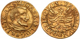 Transylvania. Ducat, 1613. Fr-332; KM-74; Resch-191. Nagybanya-Neustadt Mint. Gabriel Batholi, 1608-1613. Head right. Reverse ; Eagle with Barhori arm...