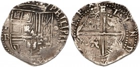 Bolivia. Cob 4 Reales, ND. KM-9. 13.5 grams. Assayer B, Potosi mint. Philip III, 1598-1621. About Very Fine. Estimate Value $125 - 150