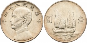 China - Republic. 'Junk' Dollar, Year 22 (1933). L&M-109; Y-345. Bust of Sun Yat-sen. Brilliant mint state example. At grading Service, Final grade on...