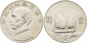 China - Republic. 'Junk' Dollar, Year 23 (1934). L&M-110; Y-345. Bust of Sun Yat-sen. Brilliant mint state example. At grading Service, Final grade on...