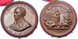France. Medal, 1844. Bronze. 100 mm. Hallmark, bow. The historian Fran&ccedil;ois Guizot, bust left. Reverse; Guizot in the Chamber of Deputies, calli...