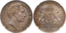 German States: Bavaria. 2 Taler, 1854. Dav-601; KM-837; Thun-91. Maximilian II. NGC graded MS-61. Estimate Value $250 - 300