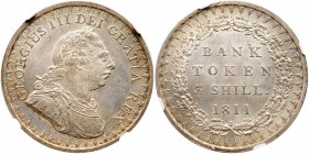 Great Britain. Three Shillings Bank Token, 1811. S.3769; ESC-408; KM-Tn4. George III. Obverse bust of George III in armour. Reverse ; Denomination and...
