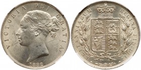 Great Britain. Halfcrown, 1882. S.3889; ESC-710; KM-756. Victoria. Young head. Light scuff marks on obverse. Fully lustrous. NGC graded MS-63+. Estima...