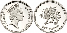 Great Britain. Piedfort Pound, 1995. KM-P20 (969a). Welsh dragon. Choice Brilliant Proof. Estimate Value $50 - 60
