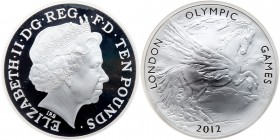 Great Britain. 10 Pounds, 2012. KM-1227. Weight 4.9944 ounces. Elizabeth II. Reverse; Pegasus right. For the 2012 London Olympic Games. In original ca...