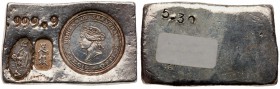 Hong Kong. 5 Dollars (5 Ounce) Silver Bar, ND. KM-X#B13. 166 grams. Countermark. Without "Five Dollars". Victoria. Struck in the 1970's. Hong Kong - S...