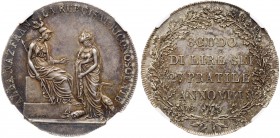 Italian States: Cisalpine Republic. Scudo of 6 Lire, Anno VIII (1800). Dav-199; Cr-2; Pagani-8. Seated and standing figures representing France and Ci...