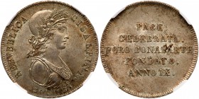 Italian States: Cisalpine Republic. 30 Soldi, IX (1801). KM-1; Pagani-9. Revolutionary state. Female bust right. Reverse; Five line inscription. Light...